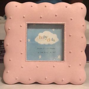 Brand new PINK picture frame with white pearls